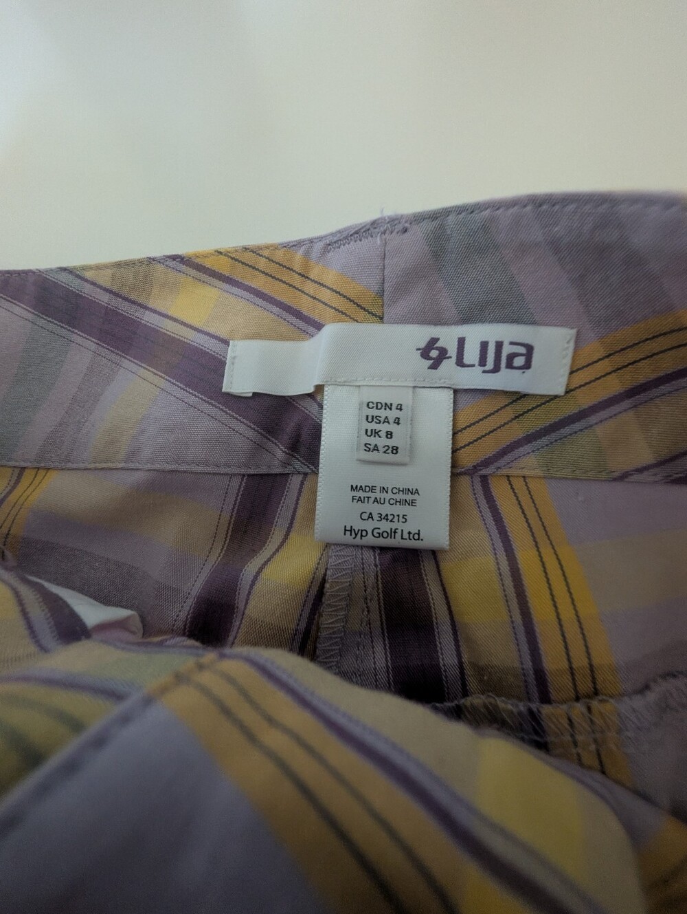 Lija Bermuda Short Athleisure Golf Active Plaid Lavender size 4 New w/ Tags - Picture 4 of 9
